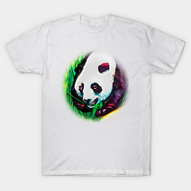 chinese panda eating bamboo T-Shirt by Marccelus